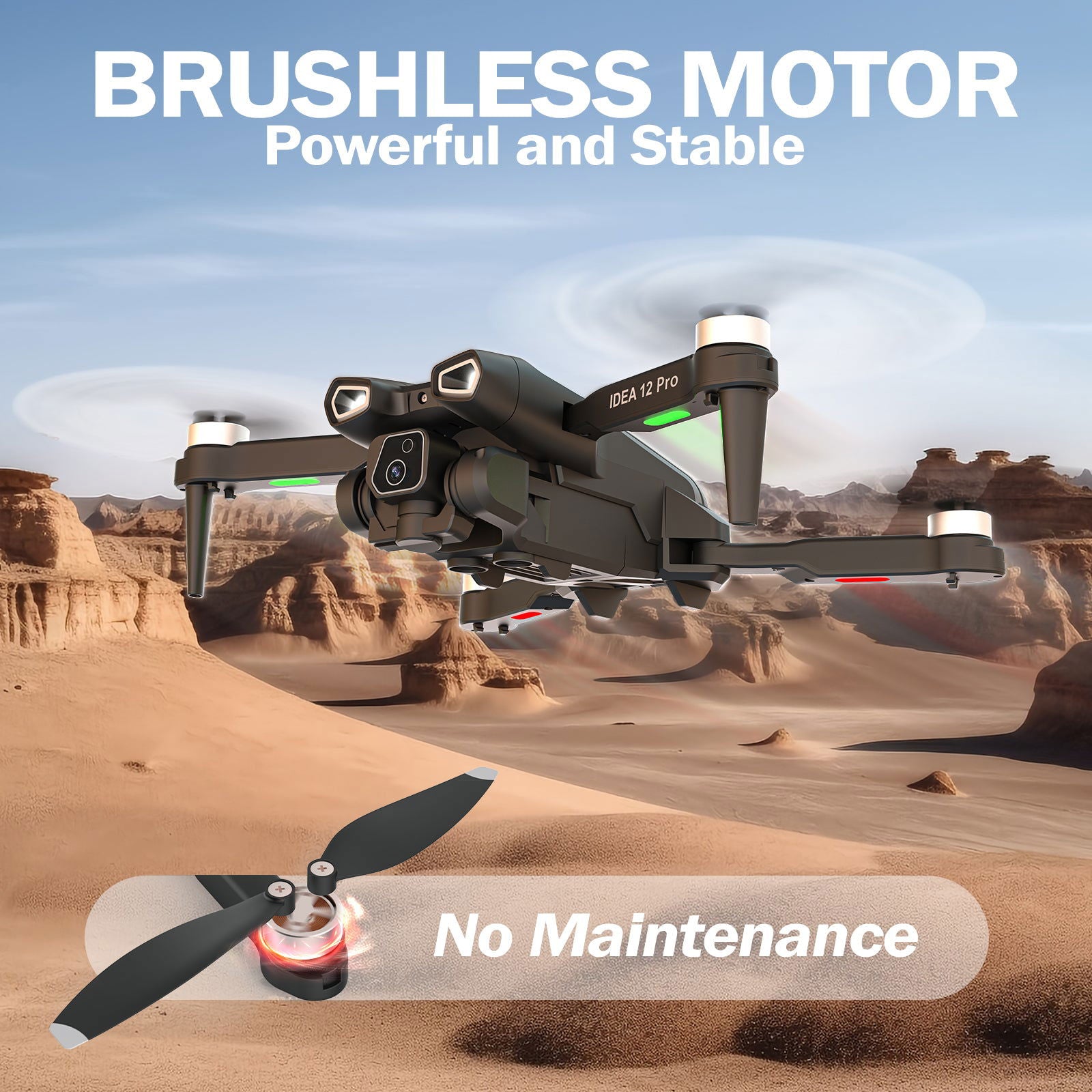 12PRO Drones with Camera Brushless Motor Drone for Beginners and Adults with Motorised Adjustable 135° Camera 1080P HD 2 Cameras Drones 5G WIFI FPV RC Foldable Quadcopter Altitude Hold 2 Batteries - le-idea