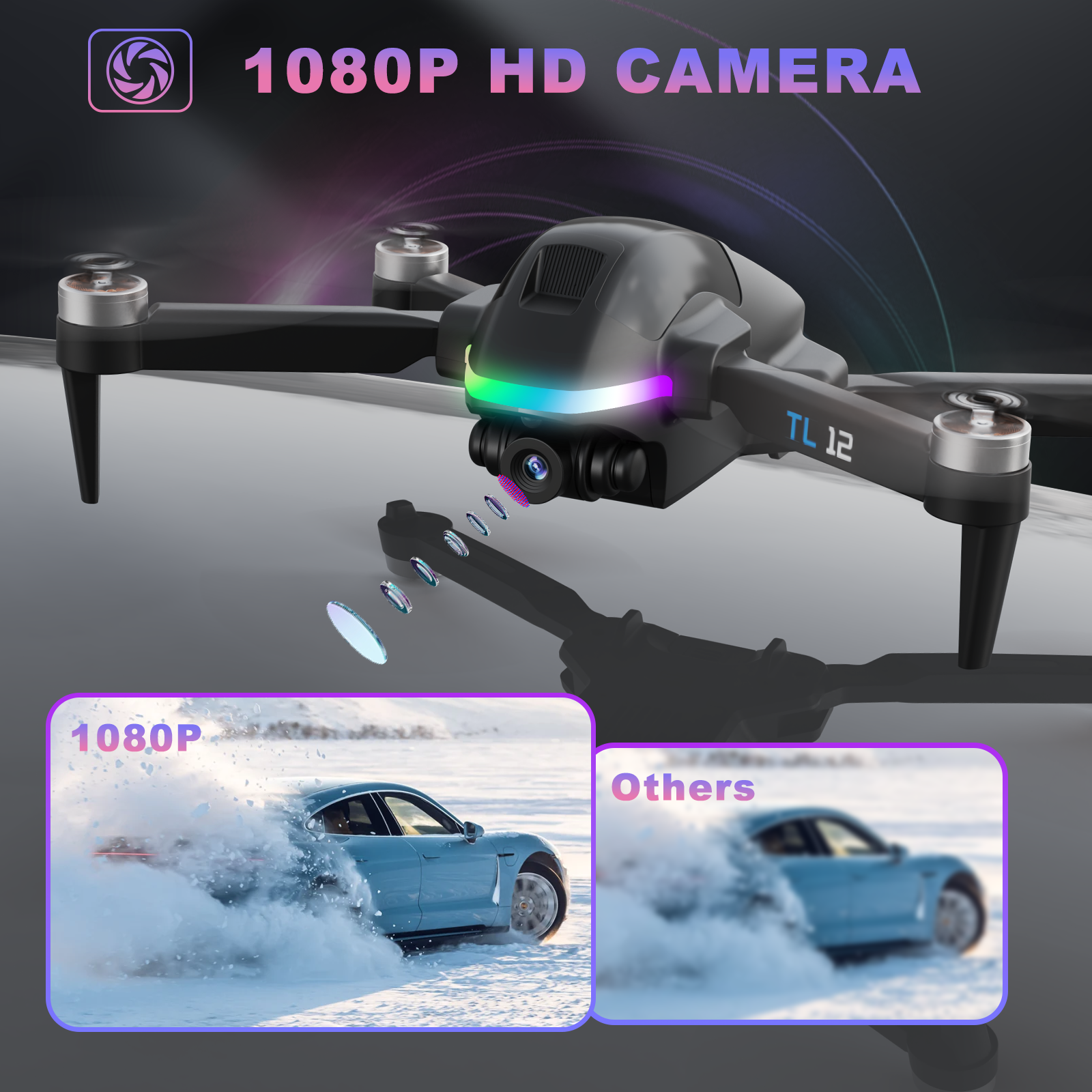 Tolatoyus TL12 RGB Lighting Drone with HD Camera