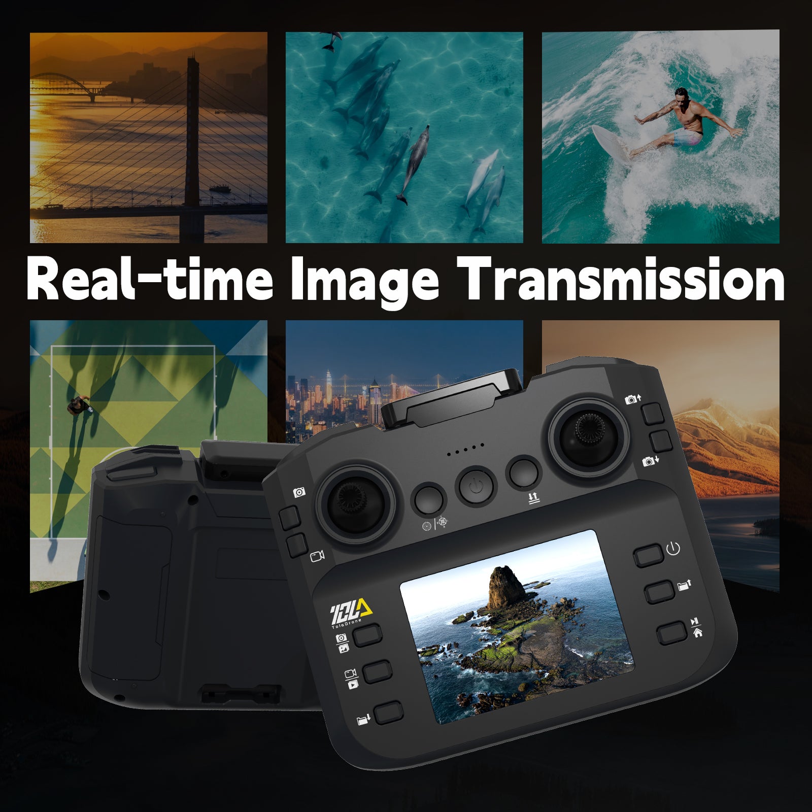 Toladrone TD12 LCD Drone – Brushless Motor, Optical Flow, FPV Camera, RC Quadcopter, 32G SD Support