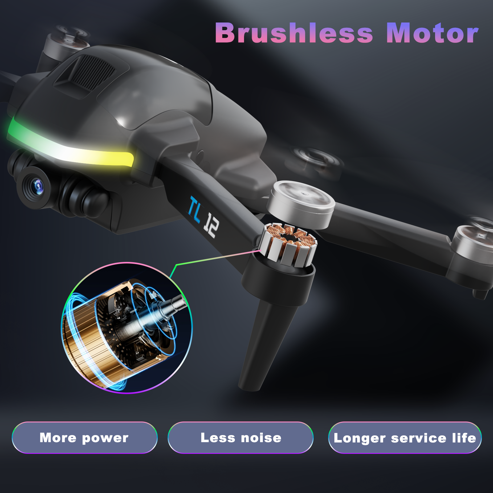 Tolatoyus TL12 RGB Lighting Drone with HD Camera