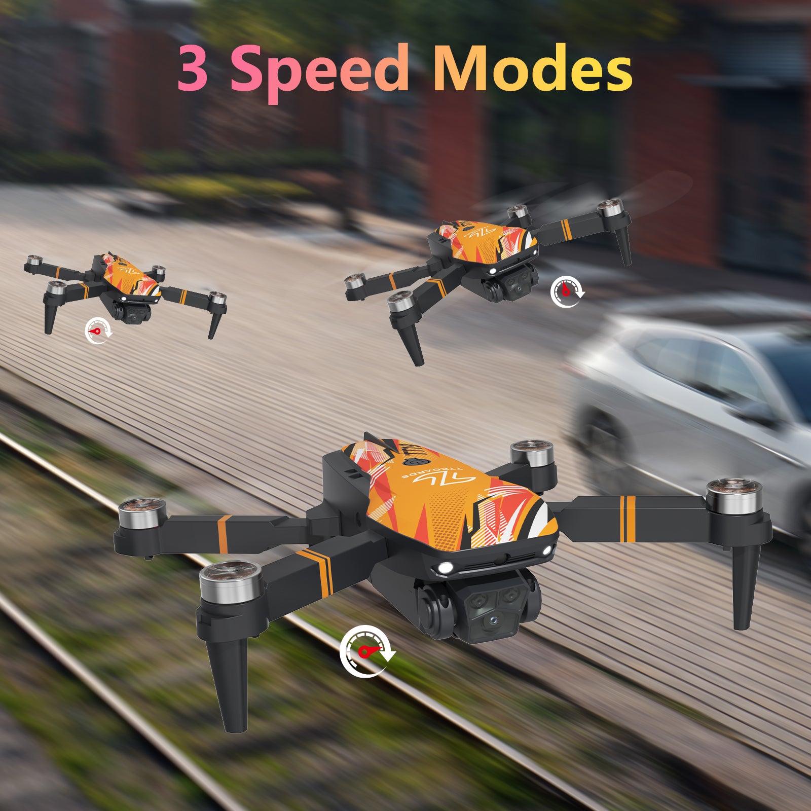 TT19 Mini Drone with 4K Camera, 270° Obstacle Avoidance, Brushless Motor, Foldable Quadcopter for Kids & Beginners, Level 3 Wind Resistance, Great Gift Toy – Orange