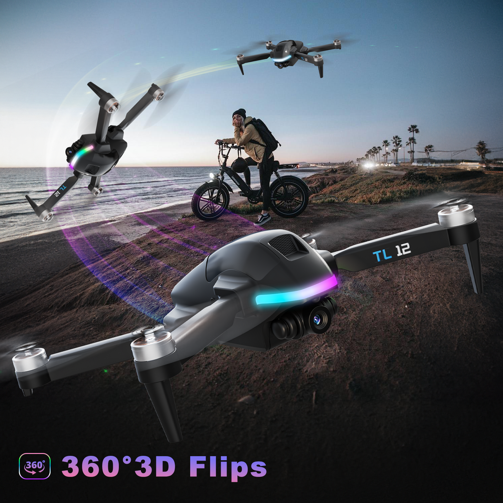 Tolatoyus TL12 RGB Lighting Drone with HD Camera