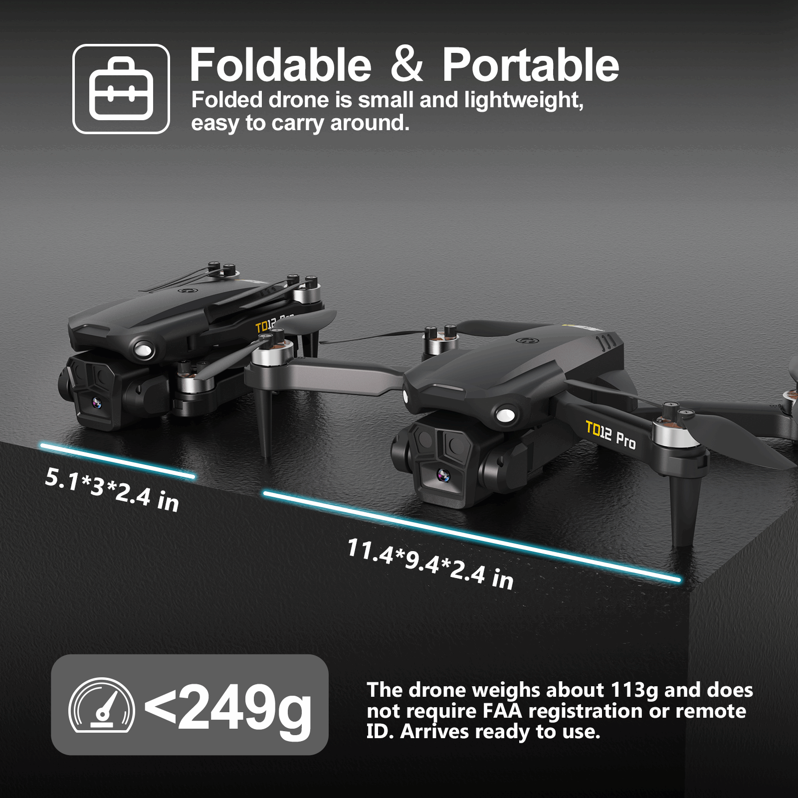 TD12 Pro 1080P HD Drone - le-idea