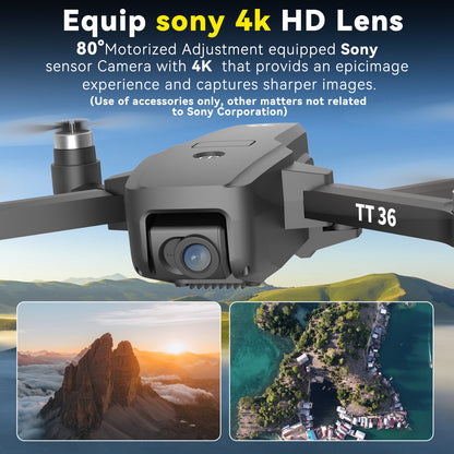 IDEA36 Drone with 4K Cameras, GPS Drone, Foldable Quadcopter, TT36, TTROARDS