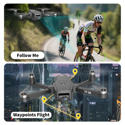 IDEA36 Drone with 4K Cameras, GPS Drone, Foldable Quadcopter, TT36, TTROARDS