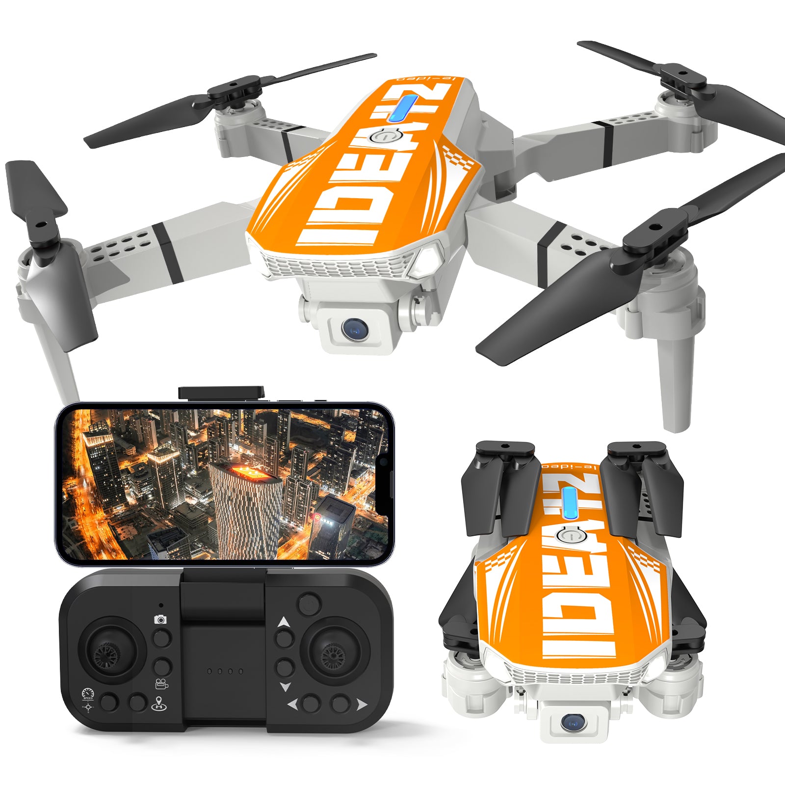 IDEA12 Mini Drone with 720P Camera, 2 Batteries, Brushless Motor, Foldable RC Quadcopter with Optical Flow & WiFi FPV, Beginner Drone for Adults & Kids