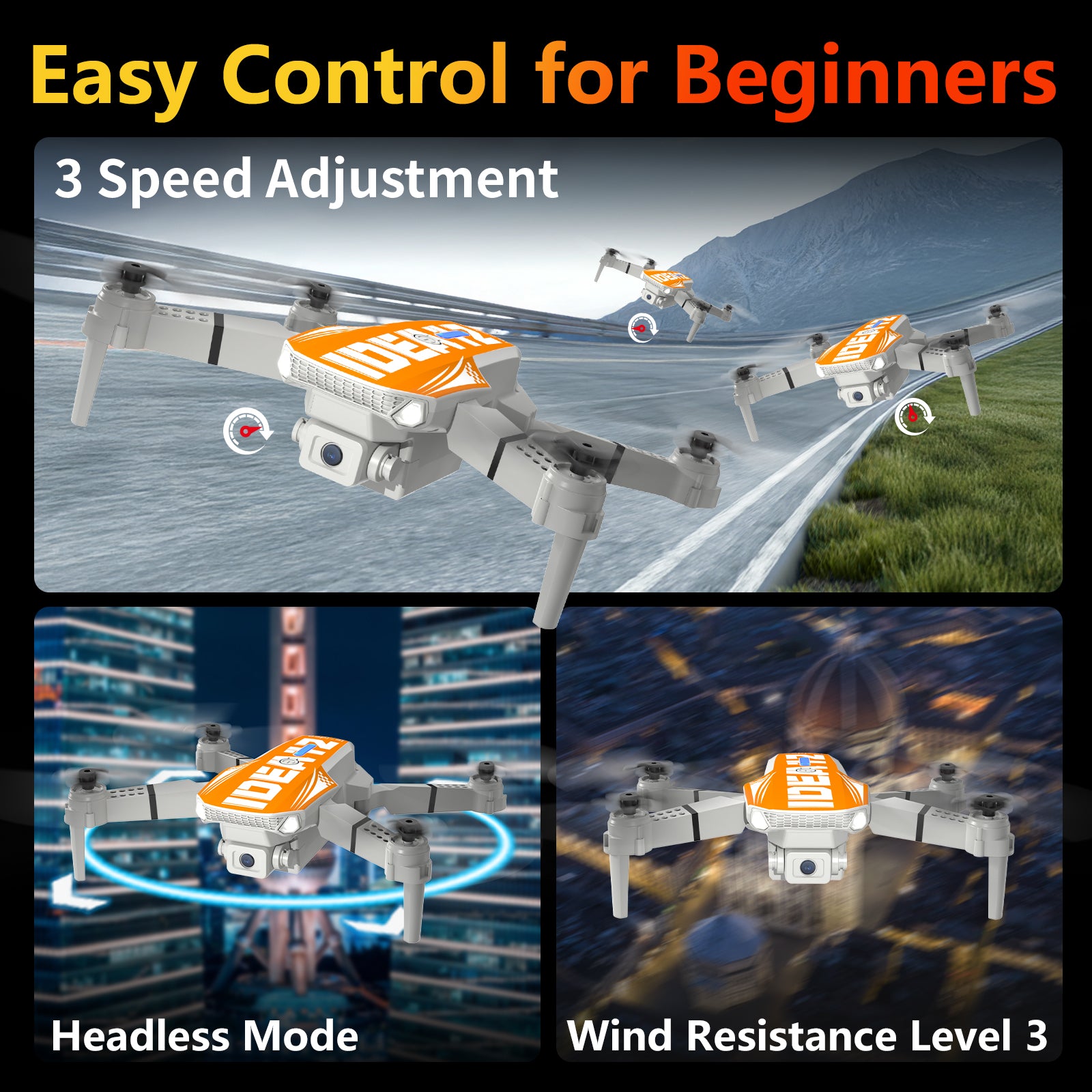 IDEA12 Mini Drone with 720P Camera, 2 Batteries, Brushless Motor, Foldable RC Quadcopter with Optical Flow & WiFi FPV, Beginner Drone for Adults & Kids