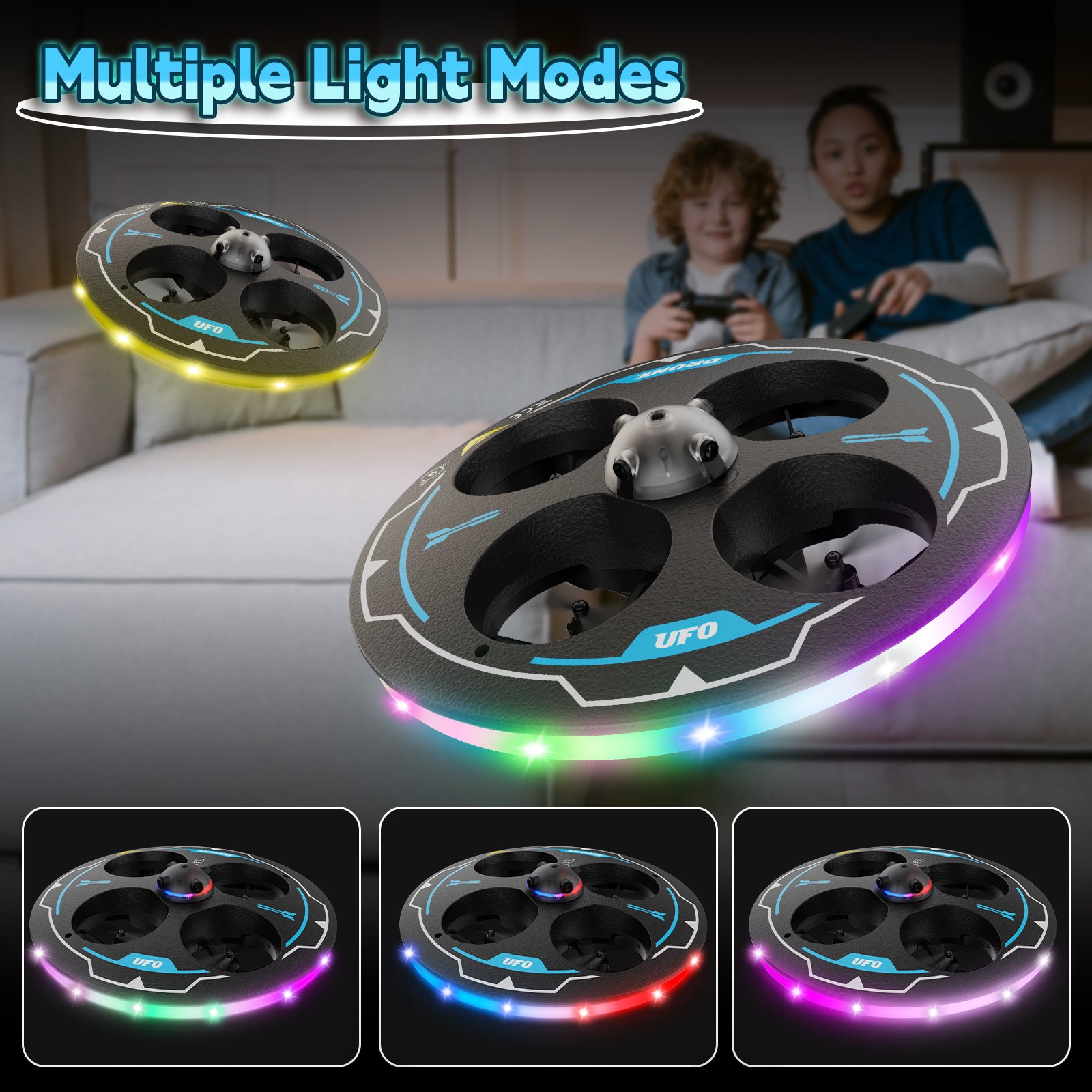 Tolatoyus IDEA17 UFO Drone for Beginners: Adjustable Obstacle Avoidance, Dual Batteries & Light Show