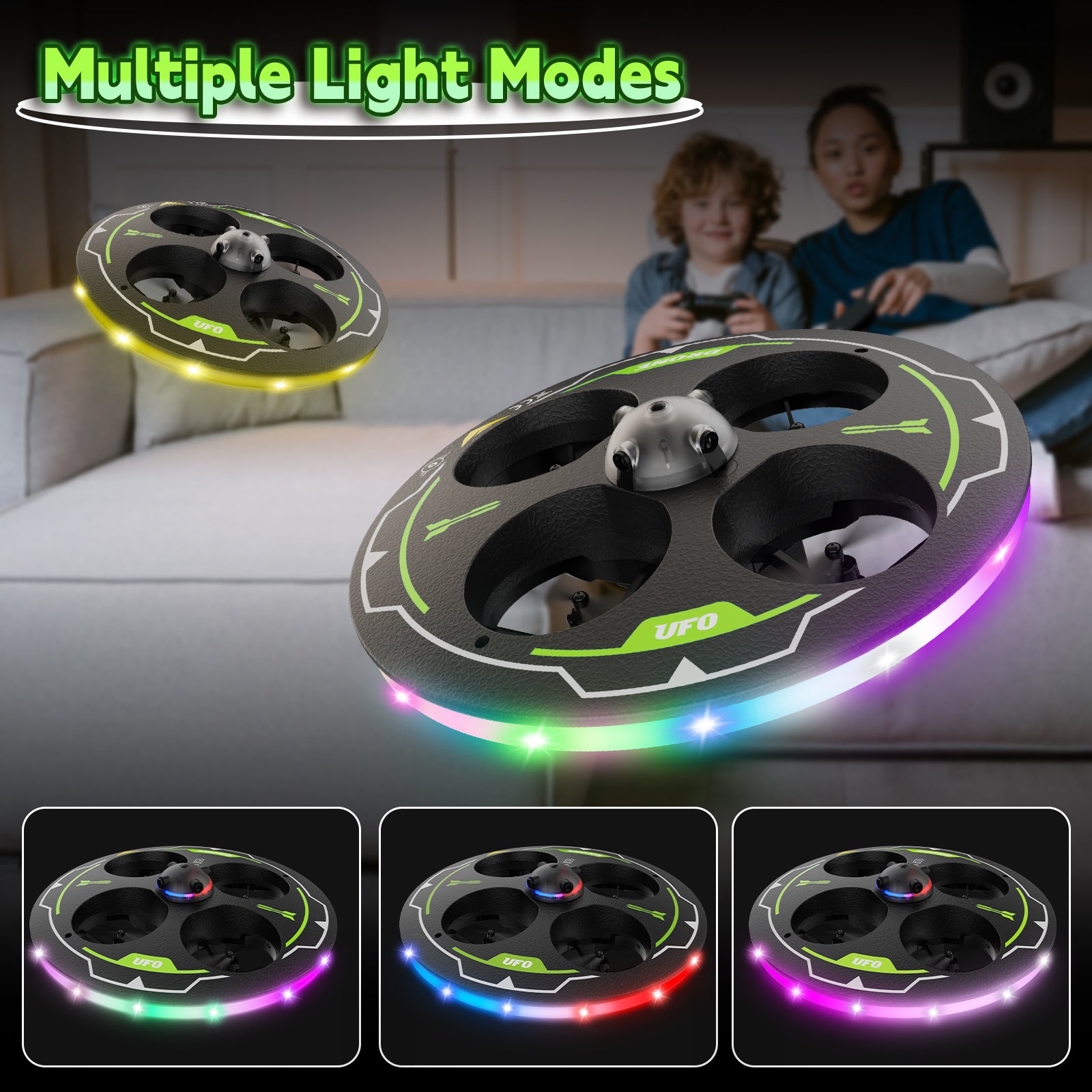 Tolatoyus IDEA17 UFO Drone for Beginners: Adjustable Obstacle Avoidance, Dual Batteries & Light Show