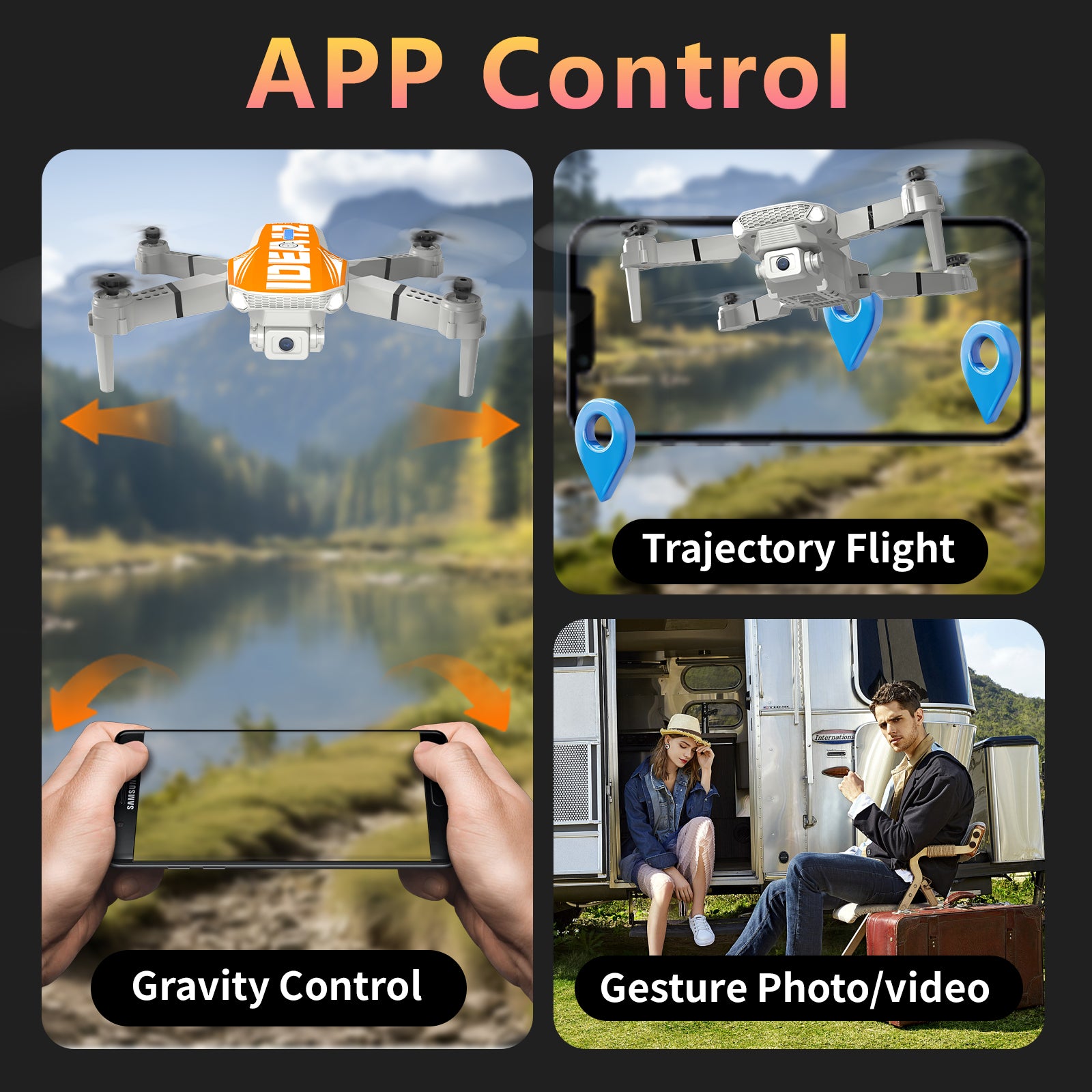 IDEA12 Mini Drone with 720P Camera, 2 Batteries, Brushless Motor, Foldable RC Quadcopter with Optical Flow & WiFi FPV, Beginner Drone for Adults & Kids