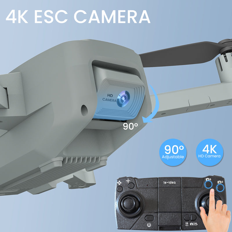 IDEA37 Drone GPS avec Caméra 4K Professionnel, Caméra HD EIS Anti-S