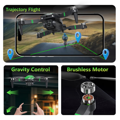TTROARDS TT19 4K Camera Drone for Adults, Foldable Brushless Quadcopter with 270° Obstacle Avoidance, Optical Flow, Level 3 Wind Resistance – Green