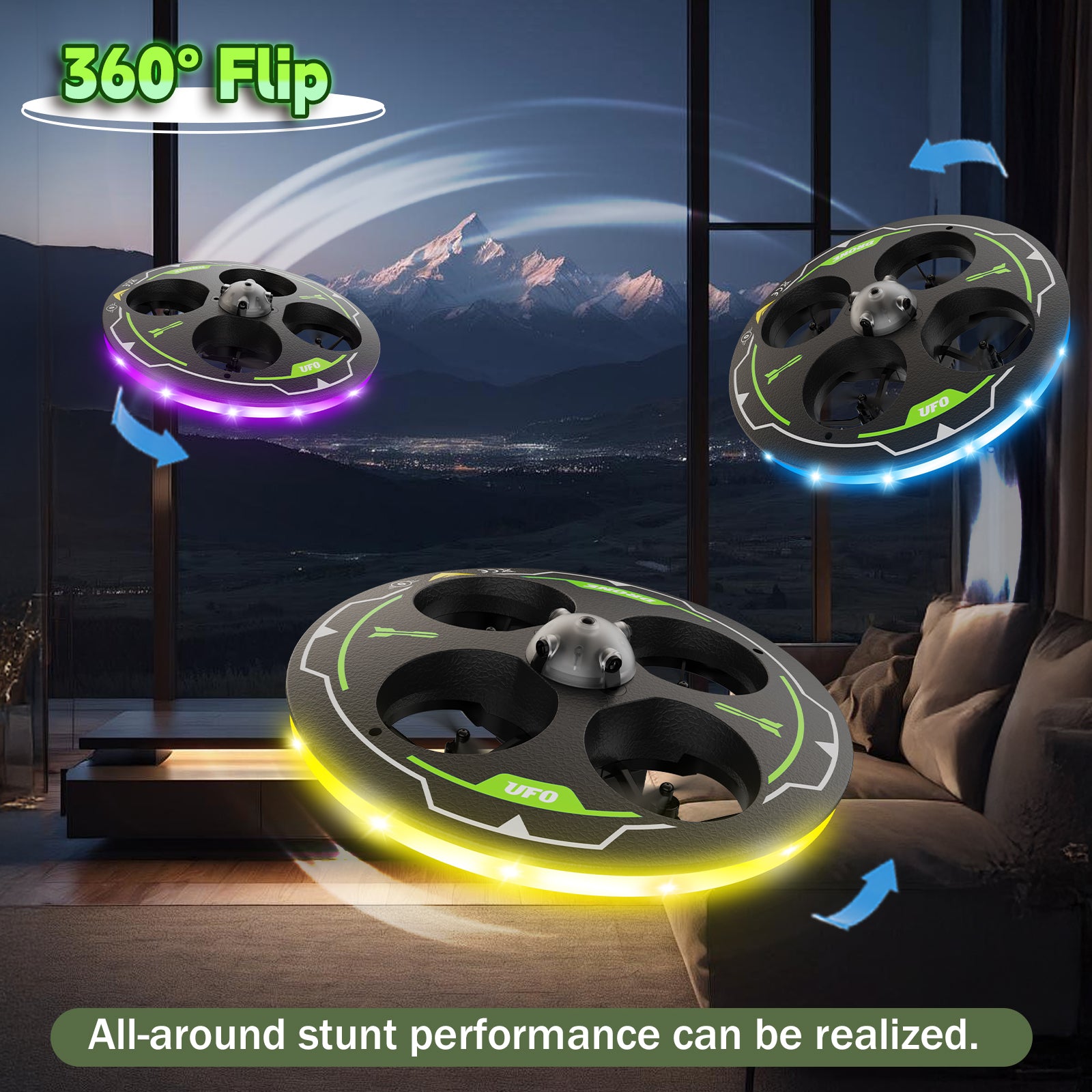 Tolatoyus IDEA17 UFO Drone for Beginners: Adjustable Obstacle Avoidance, Dual Batteries & Light Show