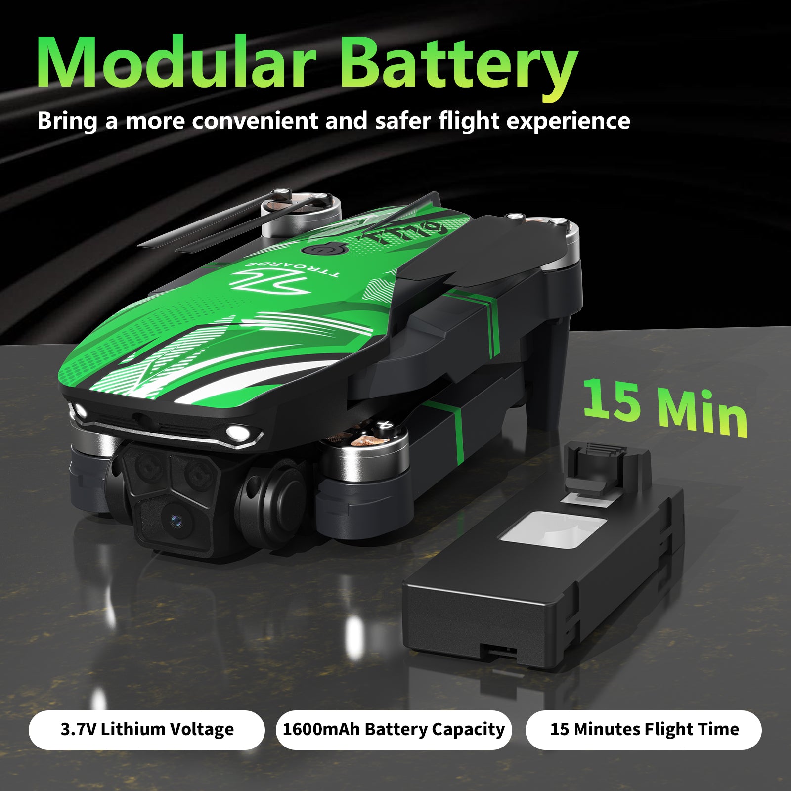 TTROARDS TT19 4K Camera Drone for Adults, Foldable Brushless Quadcopter with 270° Obstacle Avoidance, Optical Flow, Level 3 Wind Resistance – Green