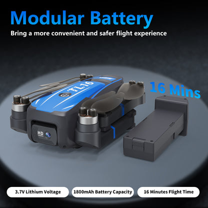 Toladrone Brushless Motor Drone for Beginners, TL16 Mini Drone with Camera 4K RC Foldable Quadcopter for Adults, Drones with Headless Mode, 360° Flip Altitude Hold, Blue
