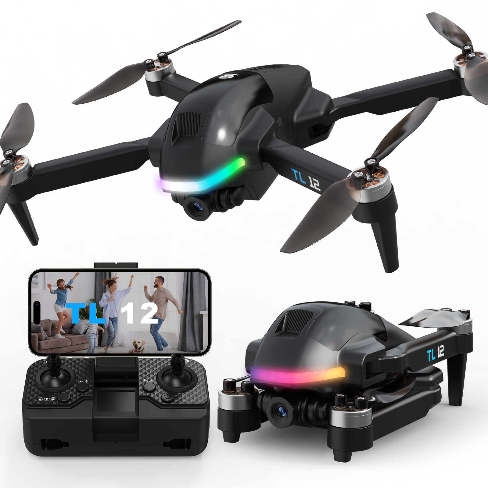 Tolatoyus TL12 RGB Lighting Drone with HD Camera